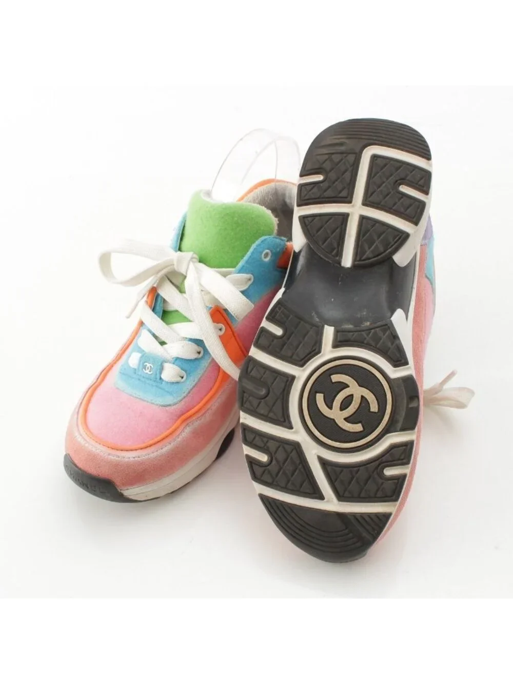 Chanel Suede CC Logo Sneakers Multicolor